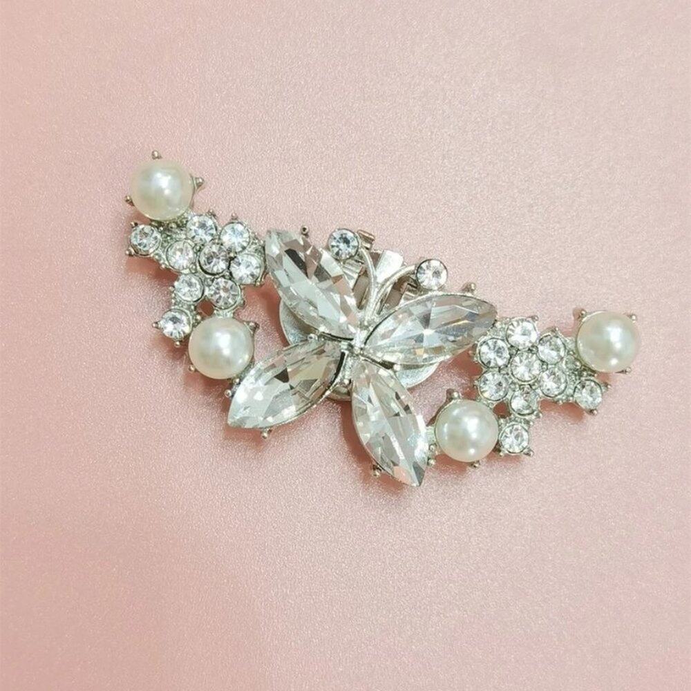 2pc Silver Embellished Rhinestone Shoe Clips – Elegant Crystal Accent for Heels, - Picture 7 of 9